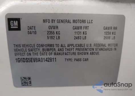 2010 Cadillac Cts Premium из США, поврежденный, VIN 1G6DS5EV8A0142811